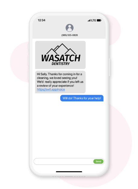 A text message example displayed on a phone.